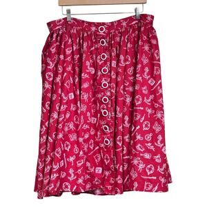 Hell Bunny Vixen Marin skirt, red/white nautical, pinup,‎ whimsical, coastal